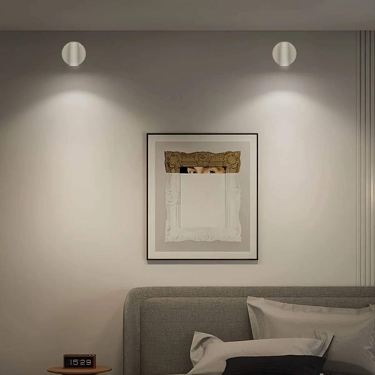 Alt View 1. Luckbyte - Ultra-Compact LED Spotlight Set of 2, 4.3" Mini Reading Light with 3.14" Diameter Base, 3 Color Modes & Touch Dimmable.