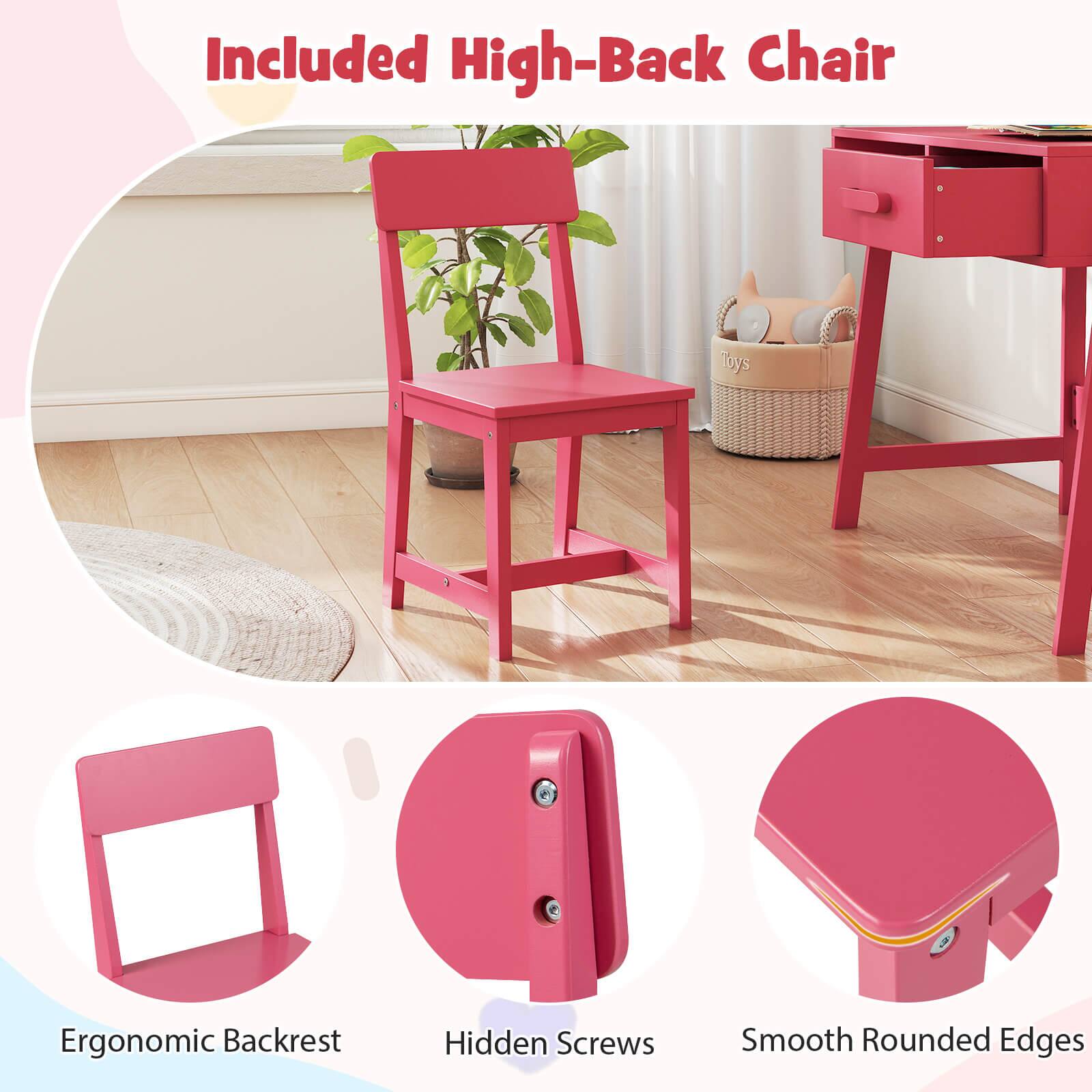 Included High-Back Chair Ergonomic Backrest Hidden Screws Smooth Rounded Edges