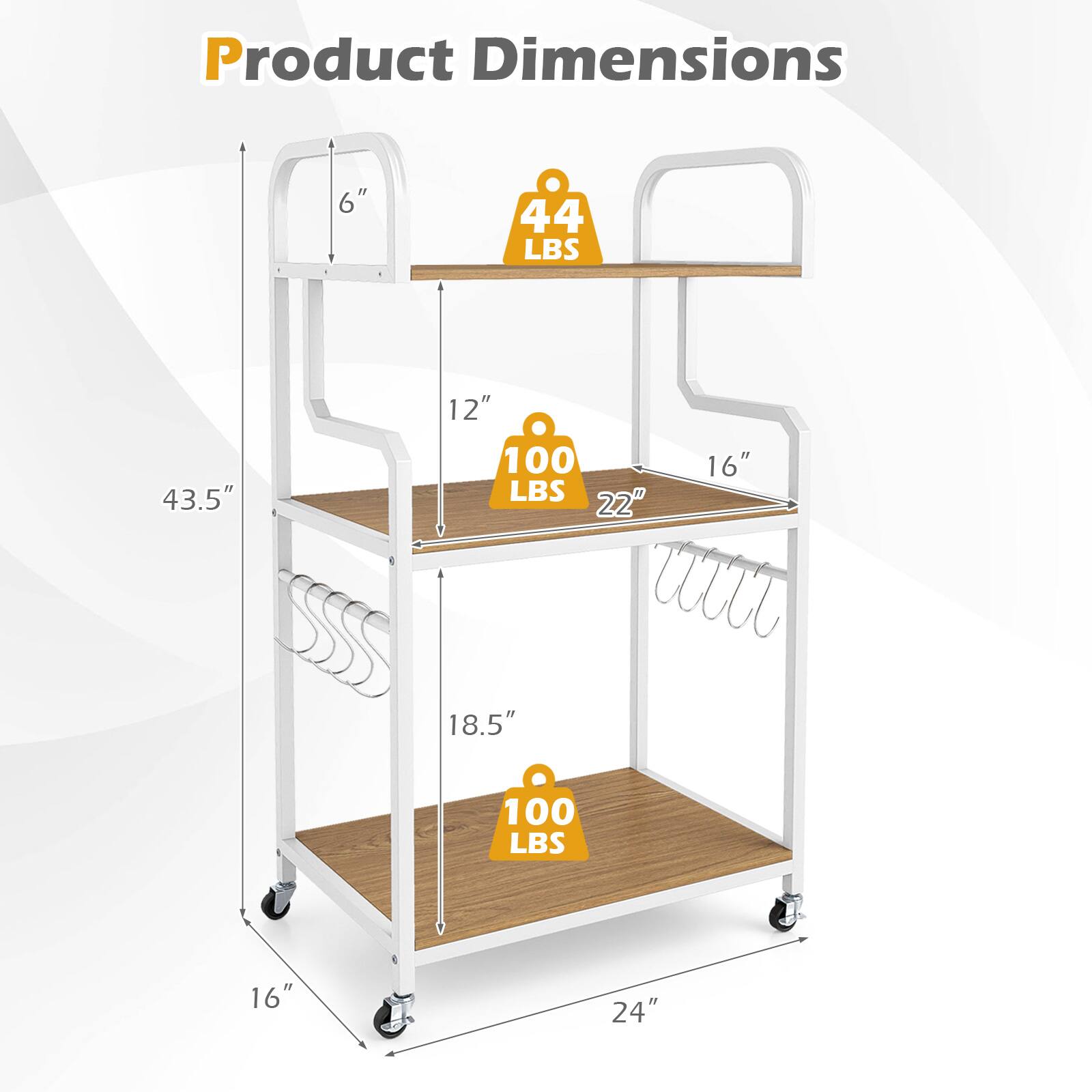 Product Dimensions: 6" x 44 LBS, 43.5" x 12" x 100 LBS, 22" x 16" x 18.5" x 100 LBS, 16" x 24"