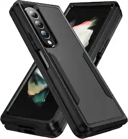 Entronix - Galaxy Z Fold 5 Case - Soft-Touch, Dual-Layer Protection Cover - Black