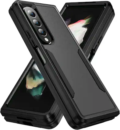 Front. Entronix - Entronix Galaxy Z Fold 5 Case - Soft-Touch, Dual-Layer Protection Cover - Black.
