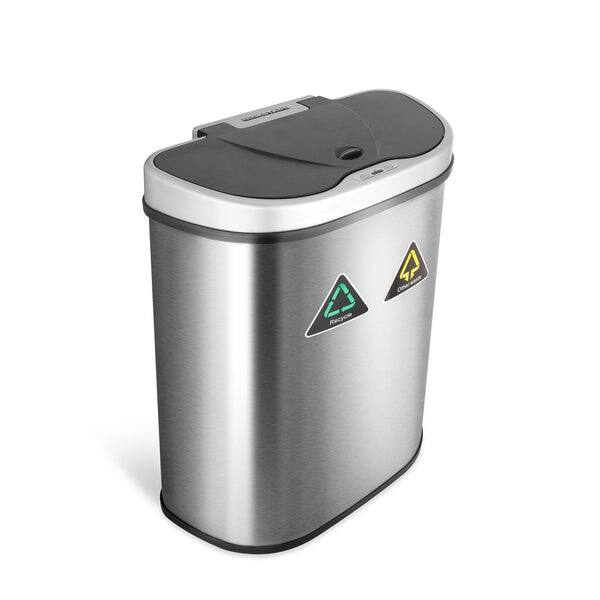 Angle. Nine Stars - Dual Compartment Motion Sensor Trash Can 18.5 Gallon.