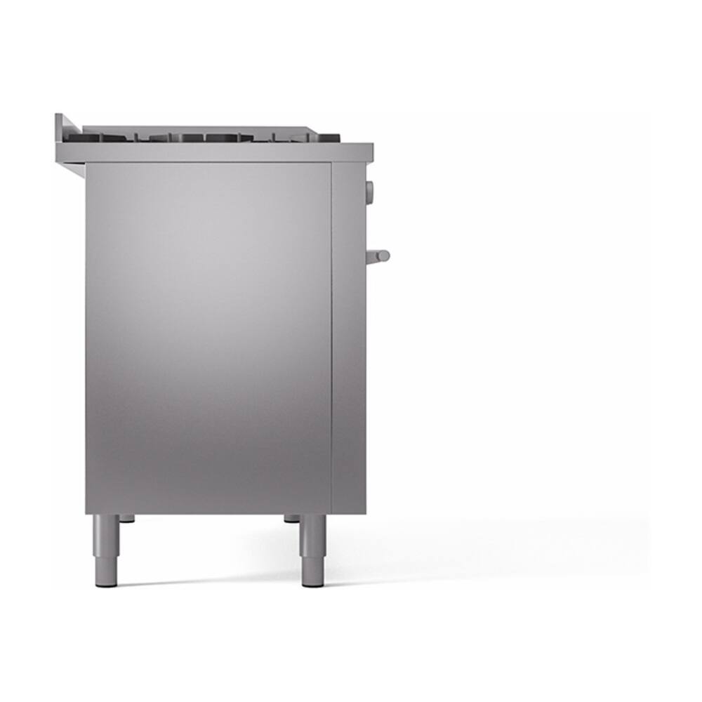 Alt View 3. ILVE - ILVE Professional Plus II Series 48 in. Dual Fuel Range with 5 Sealed Burners + Griddle (Liquid Propane, Satin Trim) - Stainless Steel.