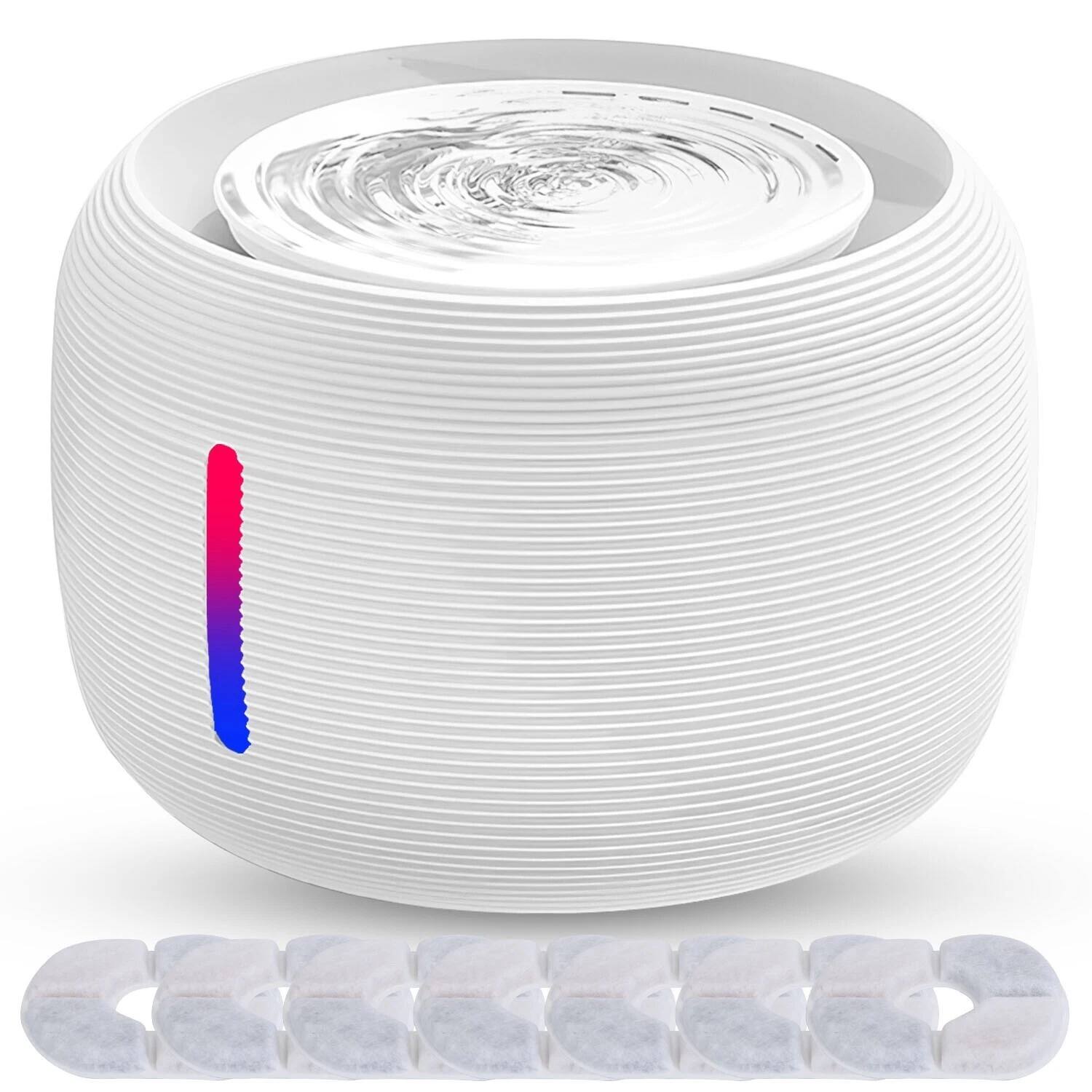 Front. Stock Preferred - 2.5L Electric Pet Water Fountain with 7 Filters - White.