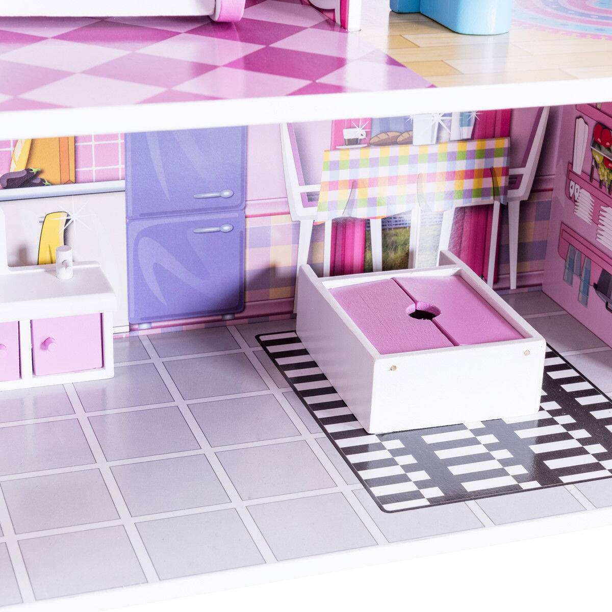 Alt View 7. Costway - Costway 28'' Pink Dollhouse w/ Furniture and Play Accessories  for Girls - Pink.