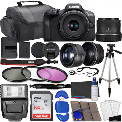 Canon RF-518-45mm Lens F4.5-63 1S Canon Star EOS 1 31 Canon 18-45 w Camon canon Canon Canon Canon Definition HDIH Digital GoO Angle Wide 0.43X Nition Macro Ver Seneni Epl Vtter Ses uN Viital Senea El Blueiduee Deoming Mud SanDisk Ultra 80 MB/s 64 GB 10 I BundleltBetter It g SanDisk -