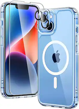 Entronix - 3-in-1 Bundle for iPhone 14 Plus - Magnetic Case, Screen Protector & Lens Protectors - Clear