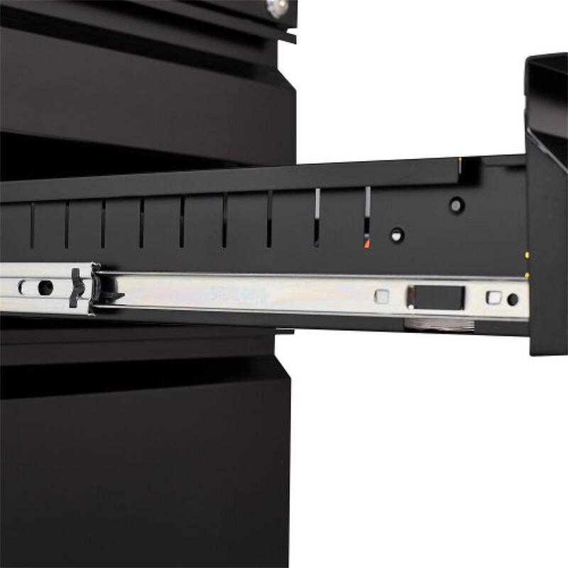 Alt View 6. HTUTWOO - 3-Drawer Mobile File Cabinet with Lock - Cold Rolled Steel Fully Assembled, 5 Wheels with Brakes, Fits Legal/A4 Files - Black.