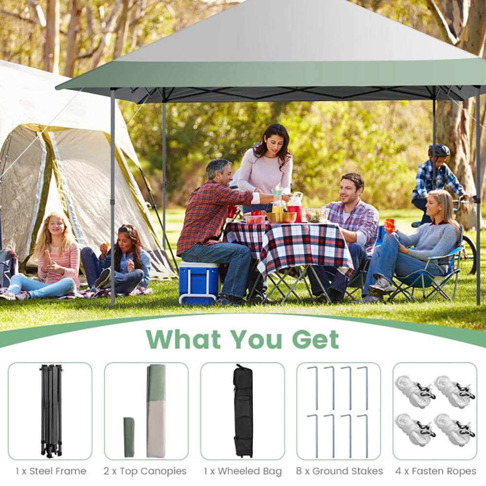 What You Get

1 x Steel Frame  
2 x Top Canopies  
1 x Wheeled Bag  
8 x Ground Stakes  
4 x Fasten Ropes