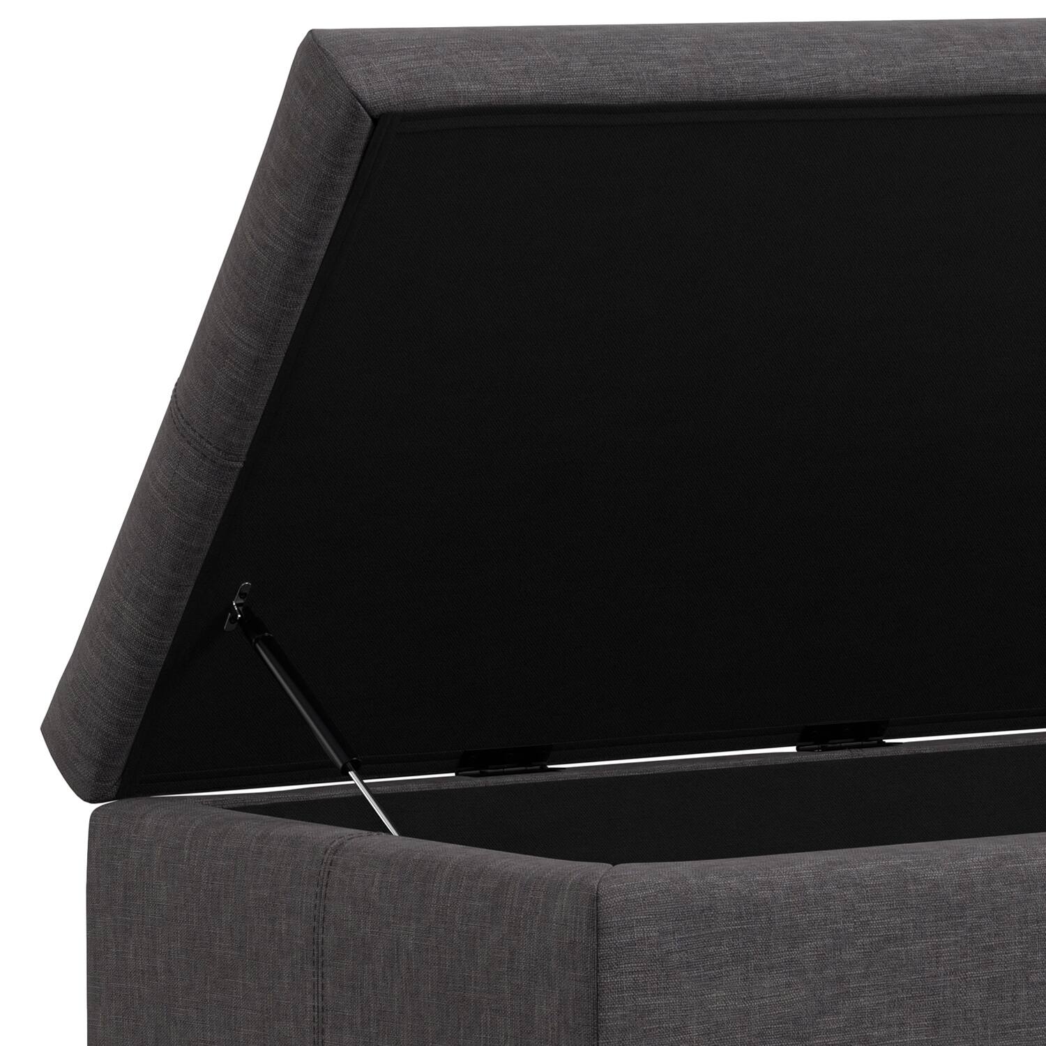 Alt View 7. Simpli Home - Gabbie 48 inch Wide Rectangular Storage Ottoman in Slate Grey Polyester Linen - Slate Grey.