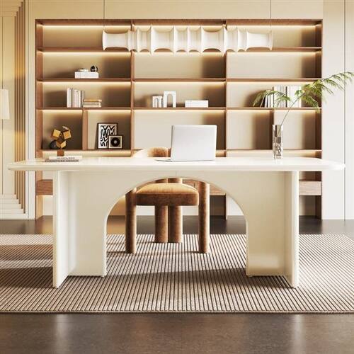 Left. SlickBlue - Modern Extra-Large Executive Home Office Computer Desk with Storage - White.