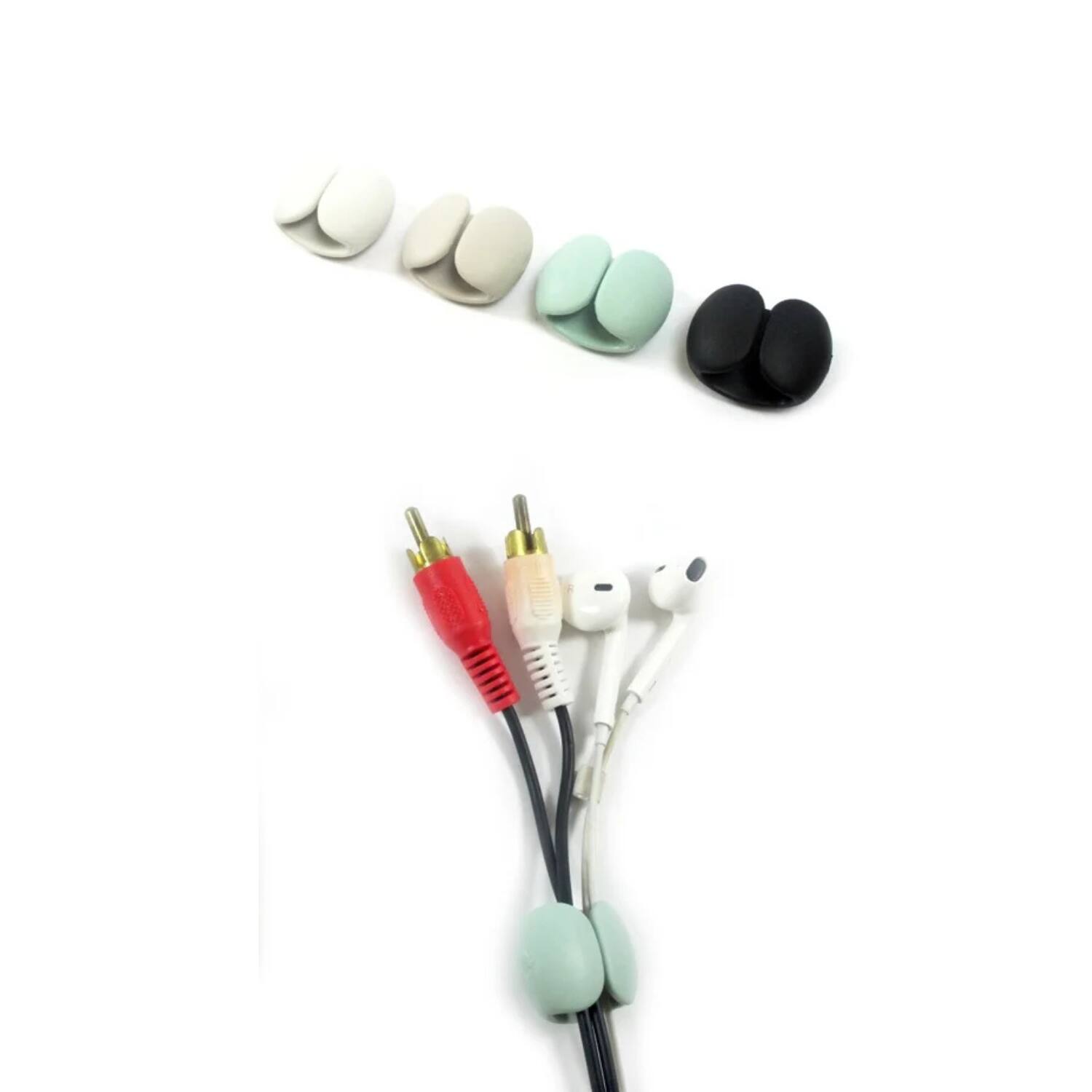 Back. Home Collection - 4 Pack Cable Organizer Clips Wire Cord Holder & Charger Tidy Management Desk Organizer - Multicolor.