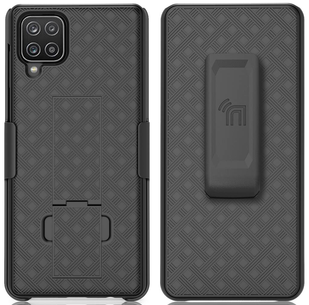 Alt View 2. Nakedcellphone - Case with Stand and Belt Clip Holster for Samsung Galaxy A42 - Black.