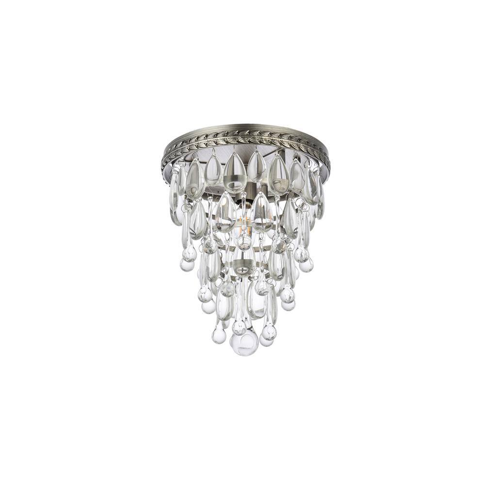 Front. Urban Classic - Nordic 1 light antique silver Flush Mount Clear Royal Cut Crystal - Antique Silver.