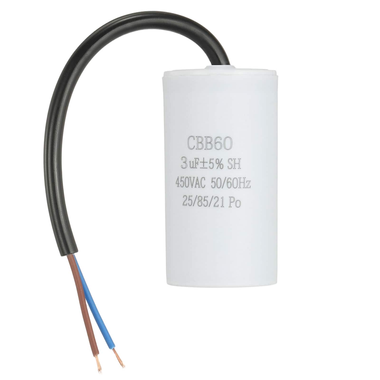 Unique Bargains - 3uF CBB60 Run Capacitor, AC 450V 2 Wires 50/60Hz Cylinder 65x34mm for Air Compressor, Water Pump - White price history on PriceWatchPro