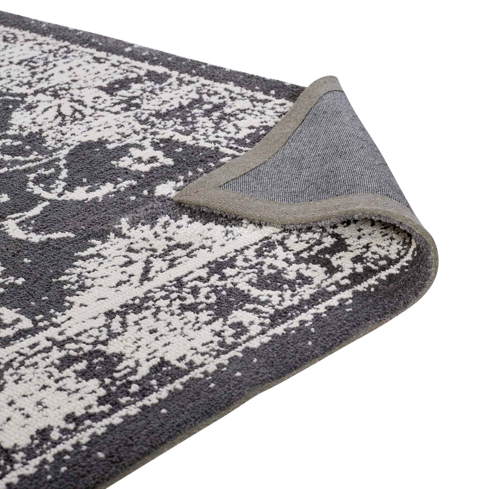 Alt View 2. Modway - Kazia Distressed Floral Lattice Area Rug - Dark Gray and Ivory.