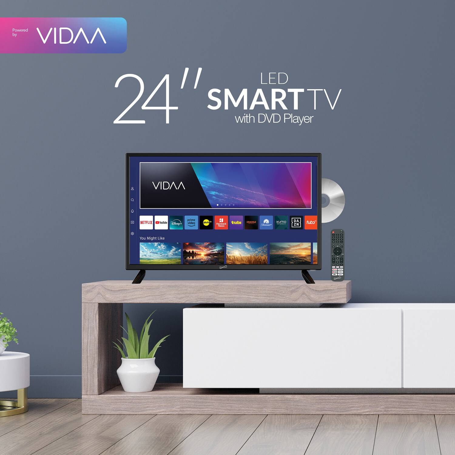 Powered by VIDAA LED 24" SMART TV with DVD Player