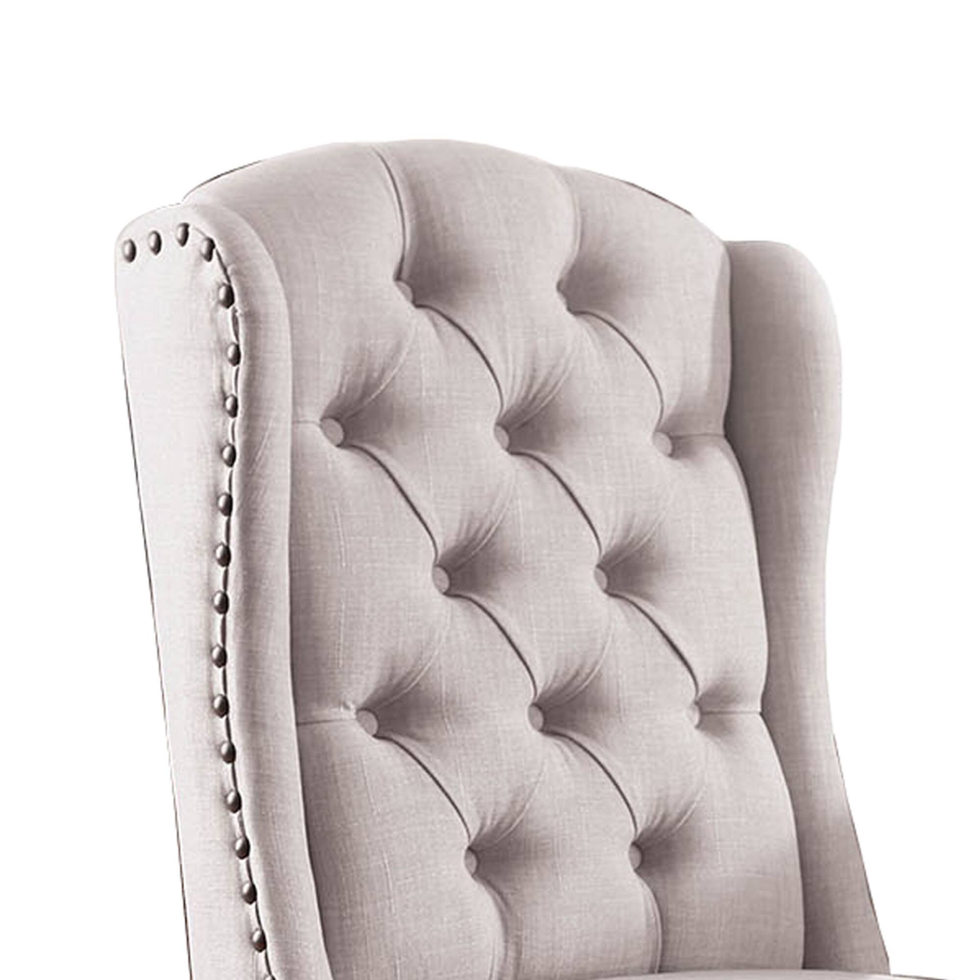 Alt View 1. Manhattan Lane - Button Tufted Fabric Upholstery Wingback Chair, Pack Of Two - Cream And Brown.