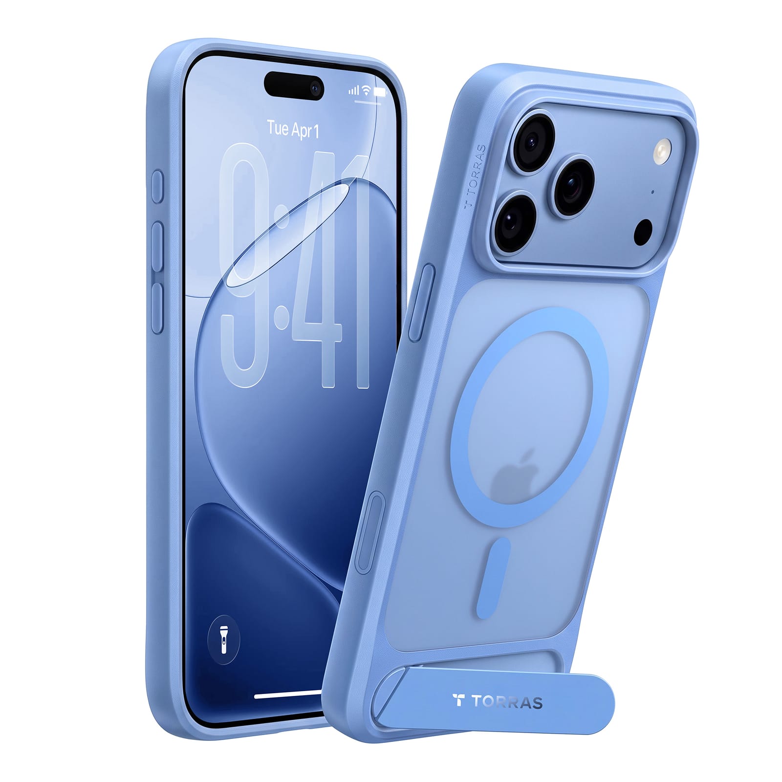 TORRAS - Ostand L1 - Professional Multi-Angle Magnetic Stand Case with Military-Grade Protection for Phone 18 ProMax - Blue
