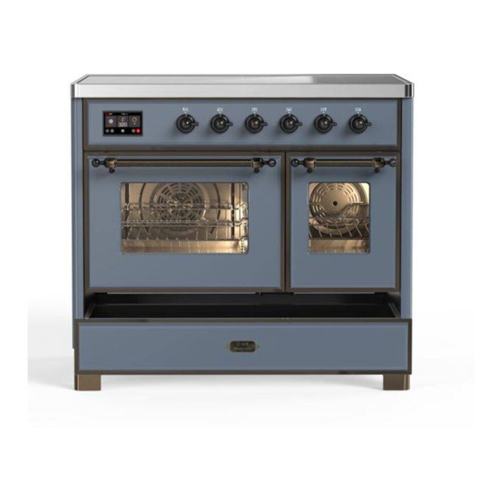 Alt View 8. ILVE - ILVE Majestic II 40 inch Induction Range with 6 Elements (Blue Grey, Burnished Trim) - Blue Grey.