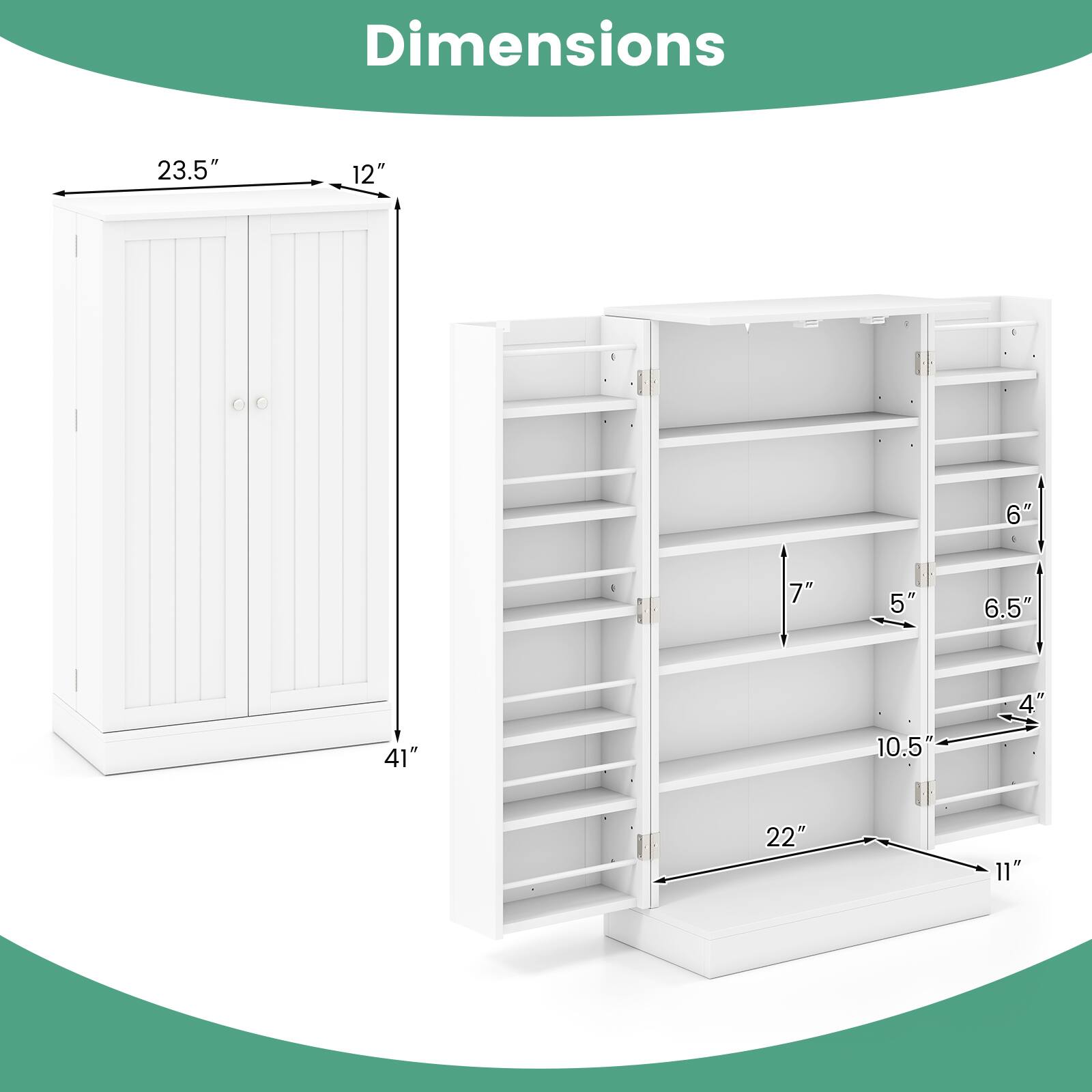 Dimensions: 23.5" x 12" x 41", 22" x 11" x 10.5", 7" x 6" x 5" x 6.5" x 4"