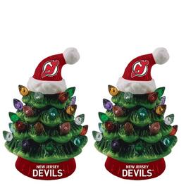 Evergreen Enterprises - New Jersey Devils 2-Pack 4" Ceramic LED Christmas Tree Set - Multicolor