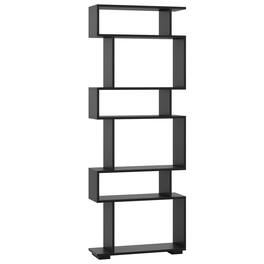 Pefilos - 6-Tier Geometric Bookshelf - 2 Anti-Tipping Kits, Premium Board, Protective Foot Pads - Black