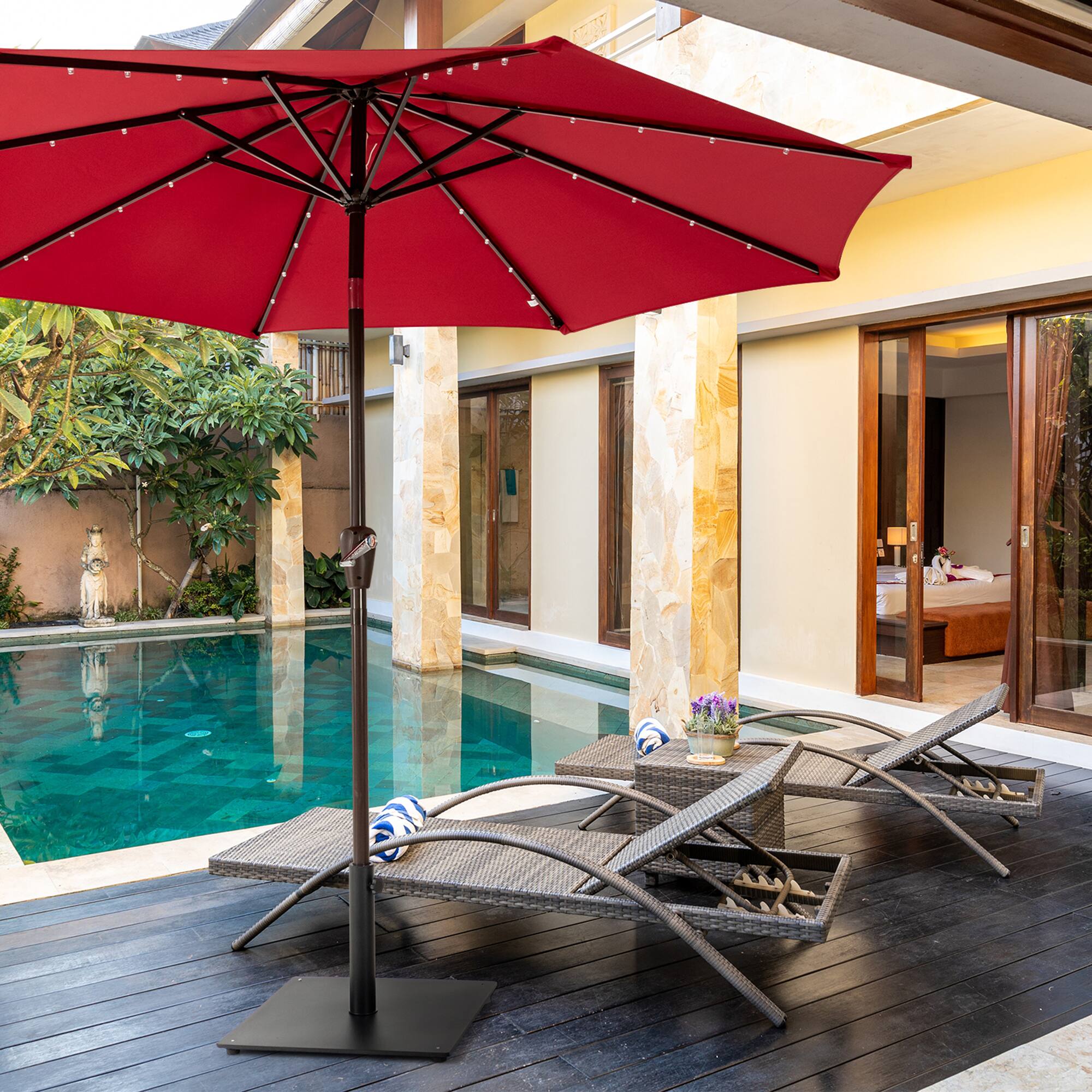 Alt View 3. Gymax - Gymax Square Weighted Patio Umbrella Base Stand 36 lbs Outdoor w/ 3 Adapters - Black.