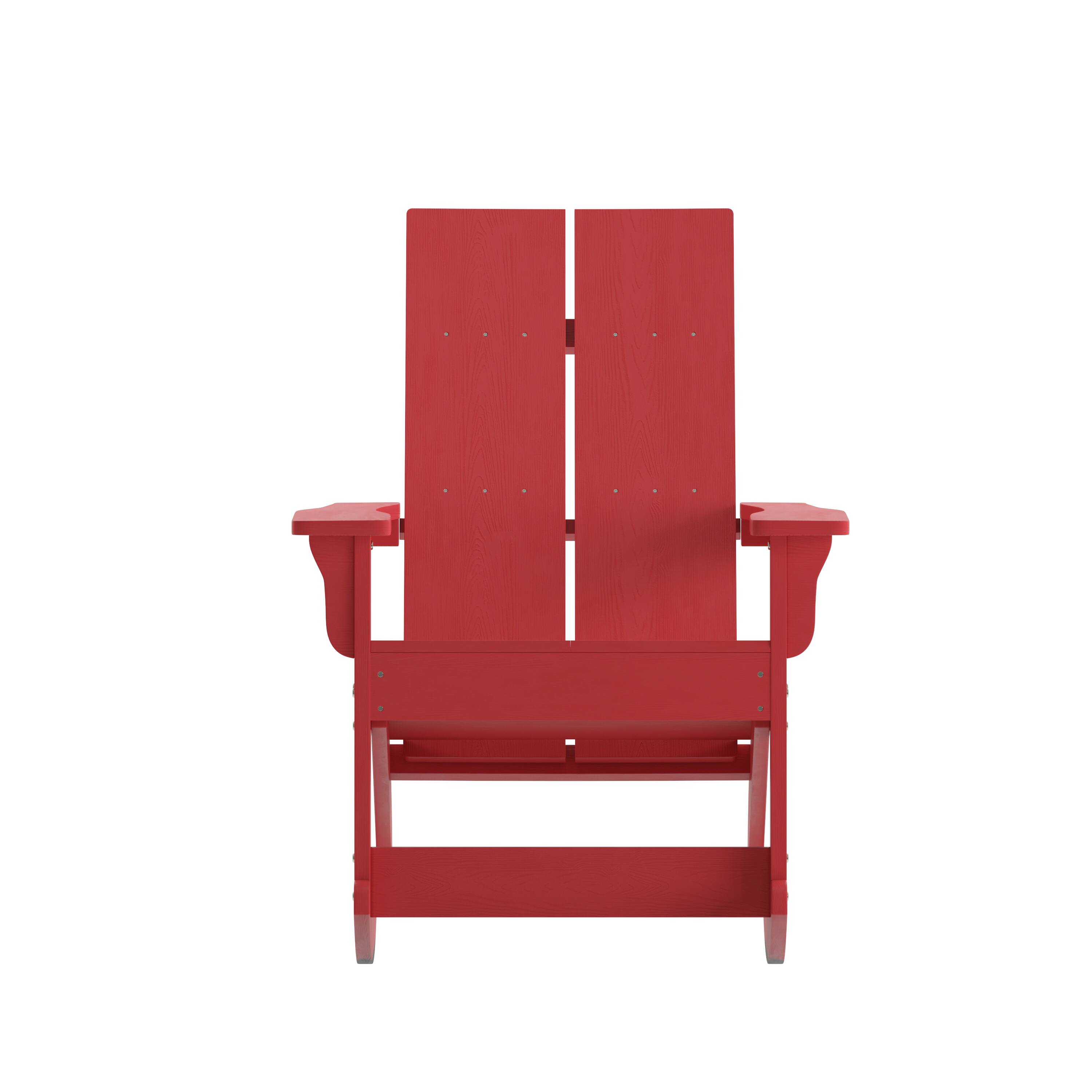 Alt View 9. Emma + Oliver - Modern All-Weather Poly Resin Adirondack Rocking Chair for Indoor/Outdoor Use - Red.