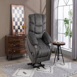 Ropilly - Ultra Wide Electric Lounge Chair Heated Massage Recliner with Power Lift Assistance Grey Velvet - Gray