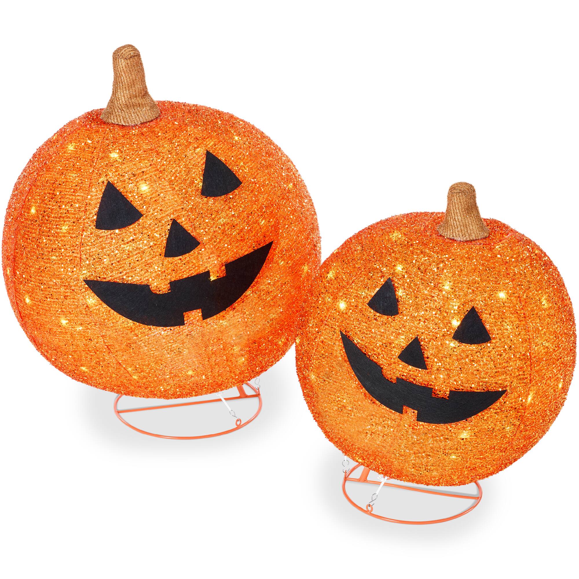 Front. Best Choice Products - 2pc Lighted Pop-Up Outdoor Halloween Holiday Pumpkin Set w/ 130 LED Lights - Orange.