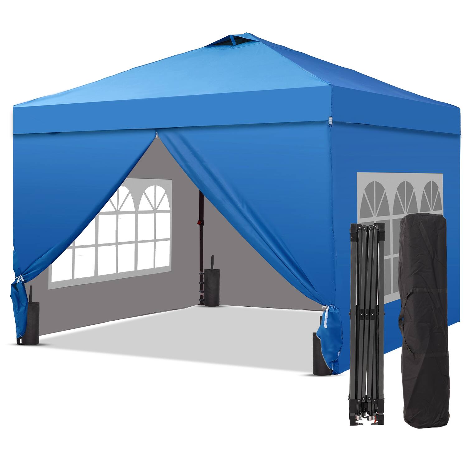 Alt View 2. Ainfox - Ainfox 10x10 Pop Up Canopy with Sidewalls Adjustable  Outdoor Instant Canopy Tent with Carry Bag - Blue.