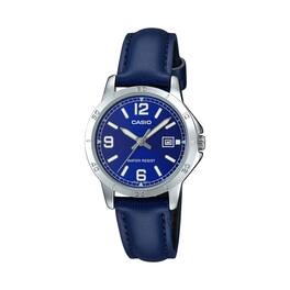 Casio - Women’s Dial Analog Watch with Leather Strap - LTP-V004L-2B - Blue