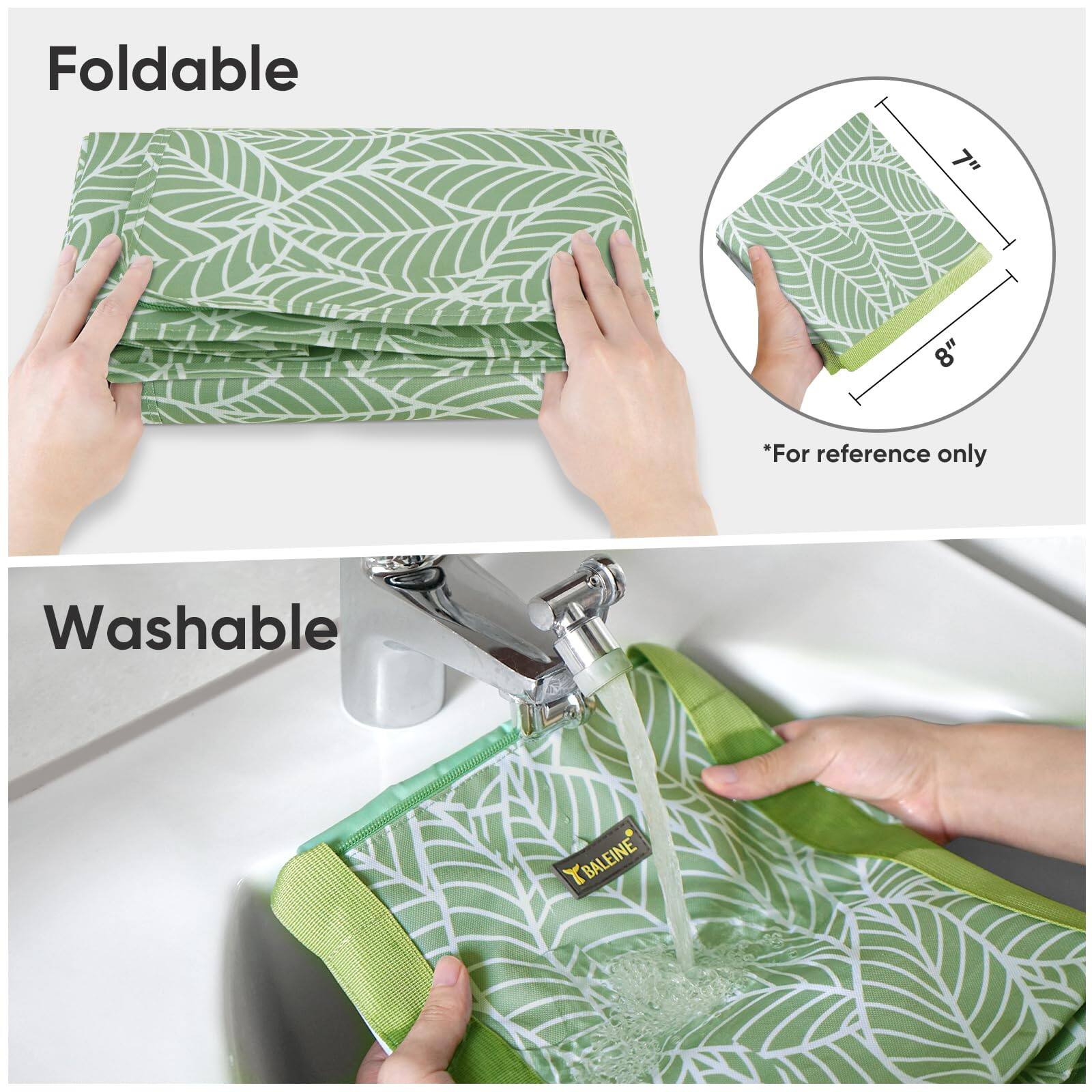 Foldable 7" 8" *For reference only  
Washable  
YBALEINE