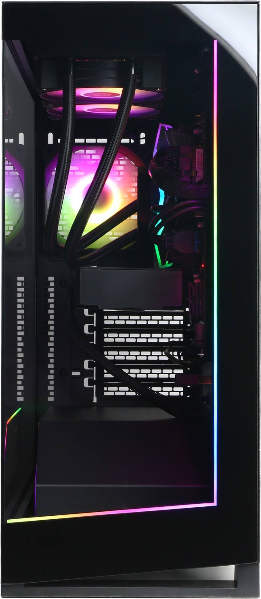 Left. CyberPowerPC - Gaming Desktop - Intel Core Ultra 7 265KF 2024 - NVIDIA GeForce RTX 5070 12GB - 32GB DDR5 Memory - 2TB SSD Storage - Black.