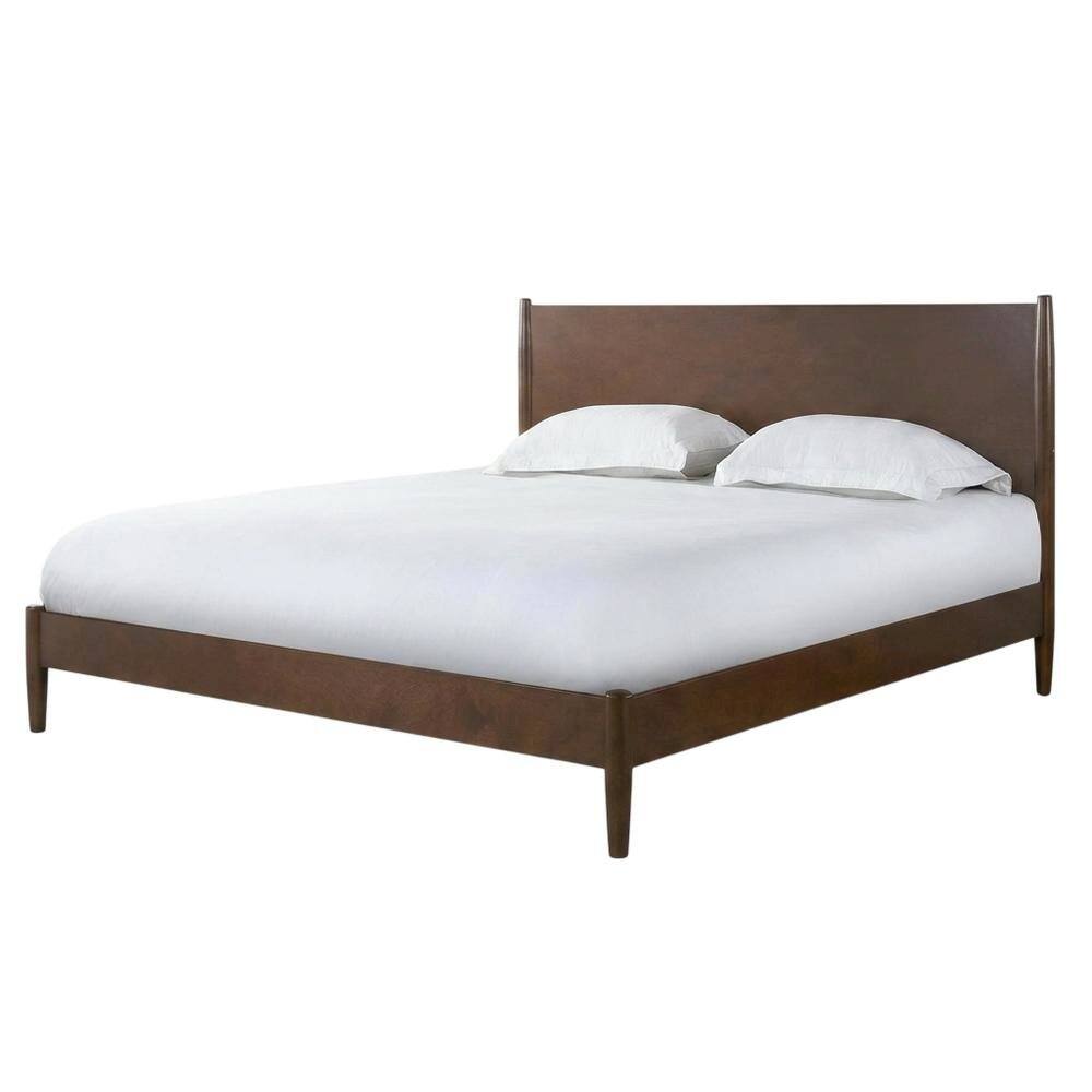 Alt View 1. FurniFact - Mahogany Platform Bed with Headboard - Mahogany.