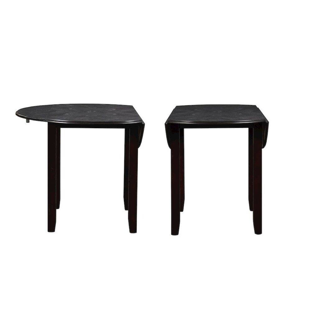 Alt View 2. FurniFact - Brown Drop Leaf Table and Chairs Set, Compact Round Dining Table with 2 Chairs - Brown.