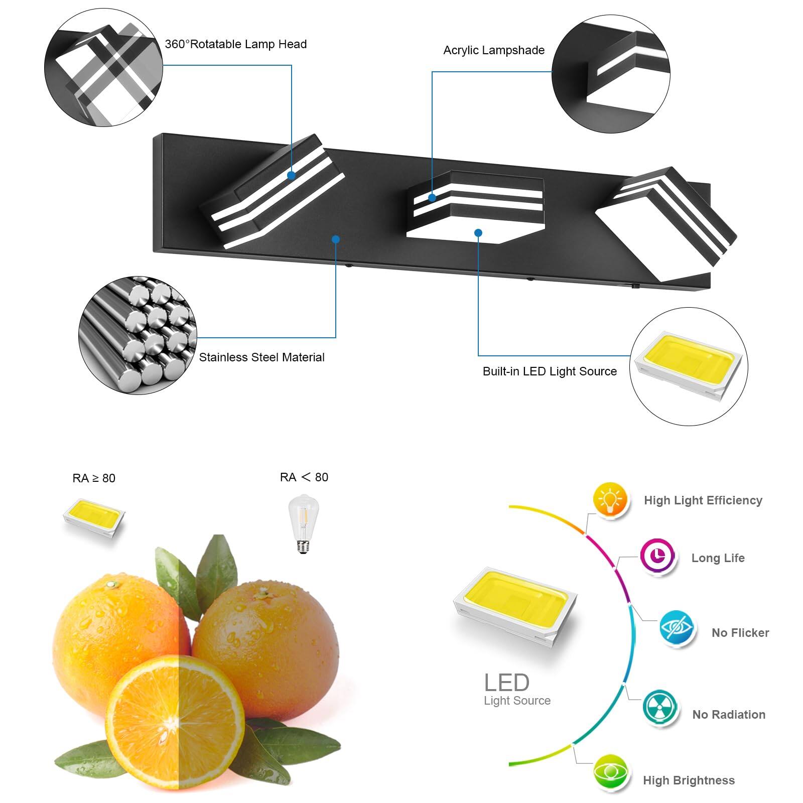 - 360° Rotatable Lamp Head
- Acrylic Lampshade
- Stainless Steel Material
- Built-in LED Light Source
- RA ≥ 80
- RA < 80
- High Light Efficiency
- Long Life
- No Flicker
- No Radiation
- High Brightness