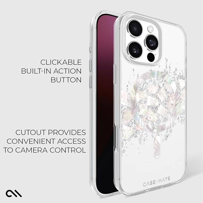 CLICKABLE BUILT-IN ACTION BUTTON  
CUTOUT PROVIDES CONVENIENT ACCESS TO CAMERA CONTROL  
CASE MATE