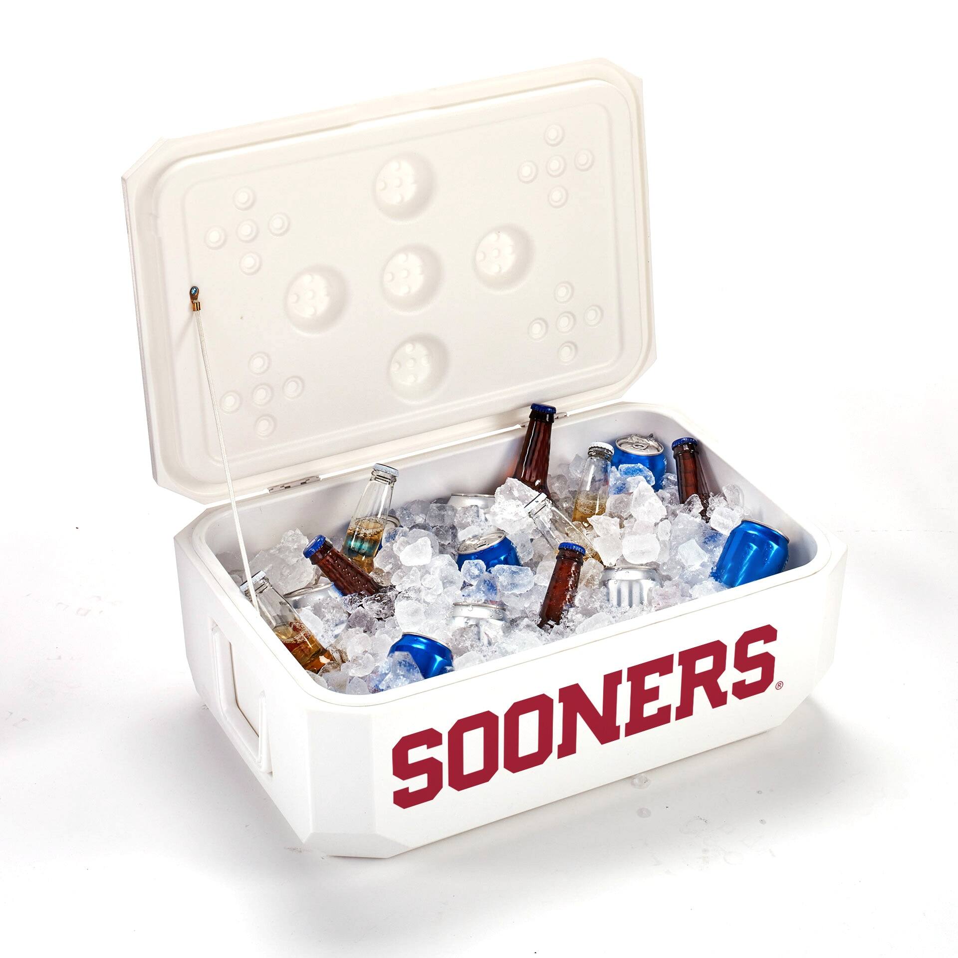 Alt View 1. Indigo Falls - Oklahoma Sooners 40-Can Cornhole Cooler - White.