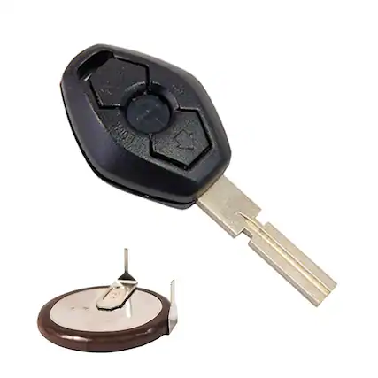 Front. HQRP - Replacement Key Fob Shell Case + 3 V Battery Kit for BMW 3-Series E46 5-Series E39 X5 E53 - Black.