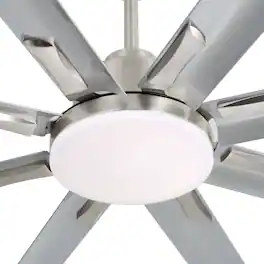 Sofucor - Large 84'' Ceiling Fan with Lights Modern Industrial Ceiling Fan 8 Blades for Living Room Farmhouse Quiet Reversible DC - Nickel