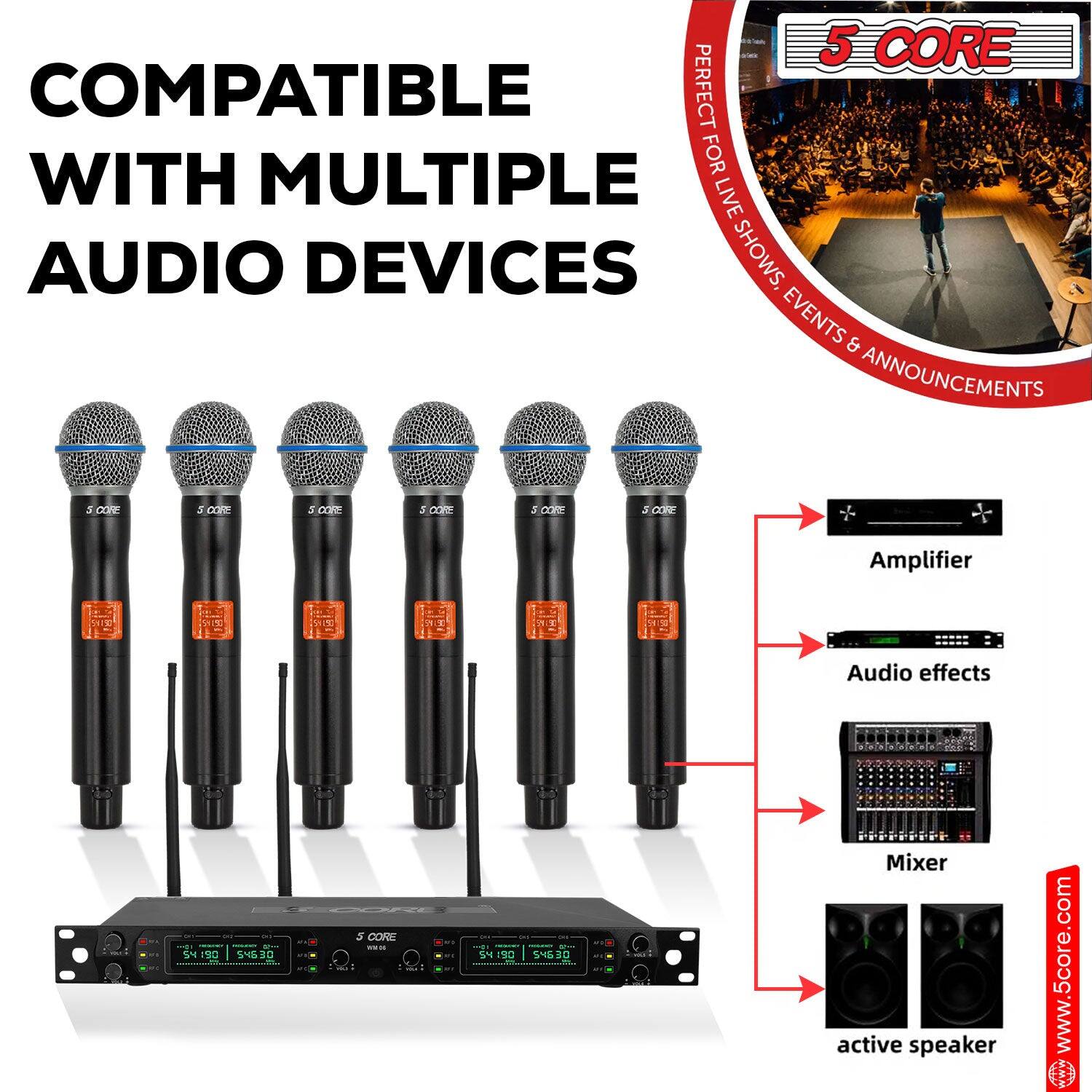 5 CORE COMPATIBLE WITH MULTIPLE AUDIO DEVICES PERFECT FOR LIVE SHOWS, EVENTS & ANNOUNCEMENTS Amplifier Audio effects Mixer active speaker www.5core.com