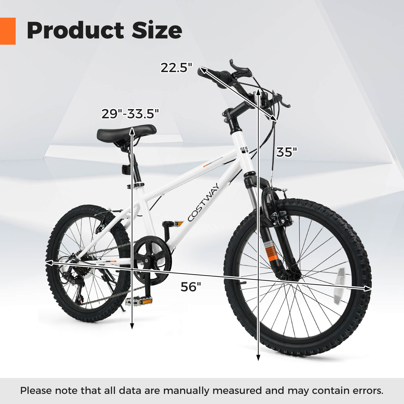 Product Size

- 22.5" (seat height)
- 29"-33.5" (seat post length)
- 35" (frame height)
- 56" (wheelbase)

Please note that all data are manually measured and may contain errors.