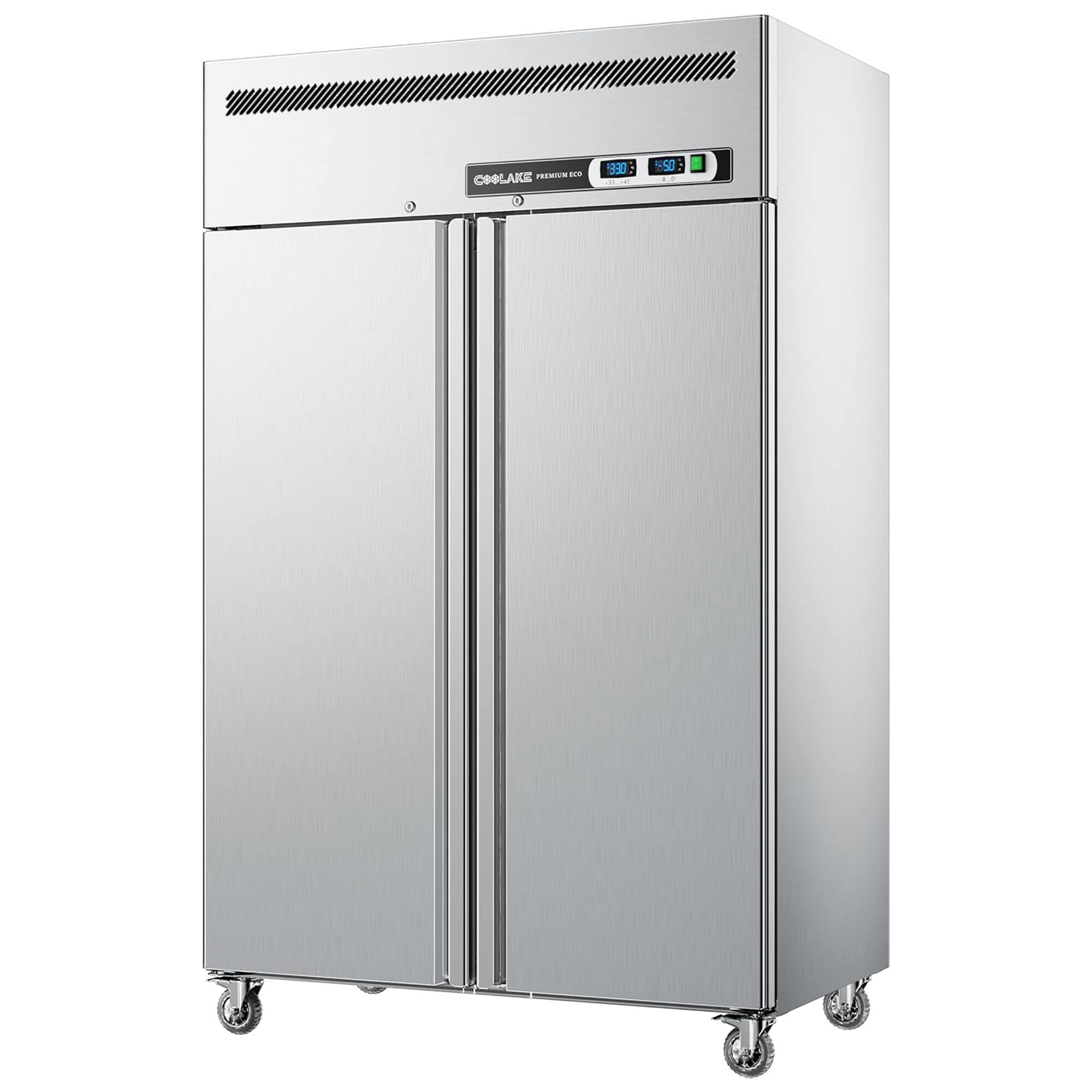 Coolake - Commercial Refrigerator and Freezer Combo, 48" W Dual Temperature Zones, 36 Cu.ft 2 Door - Silver