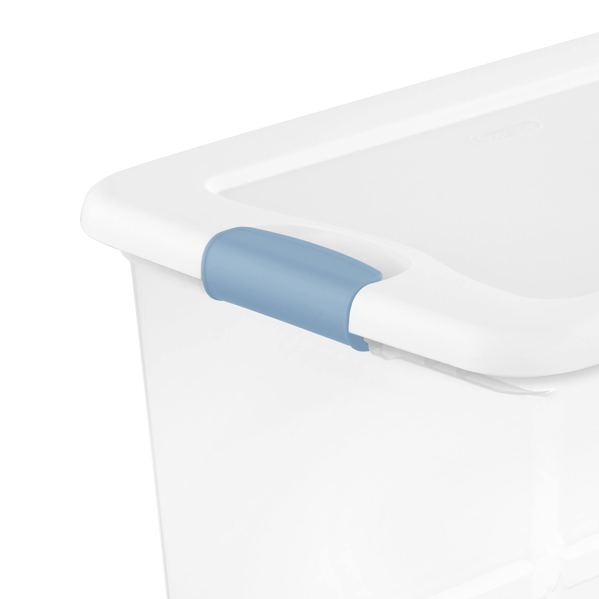 Alt View 8. Sterilite - Sterilite 106 Qt Clear Plastic Stackable Storage Bin w/ White Latch Lid, 8 Pack.