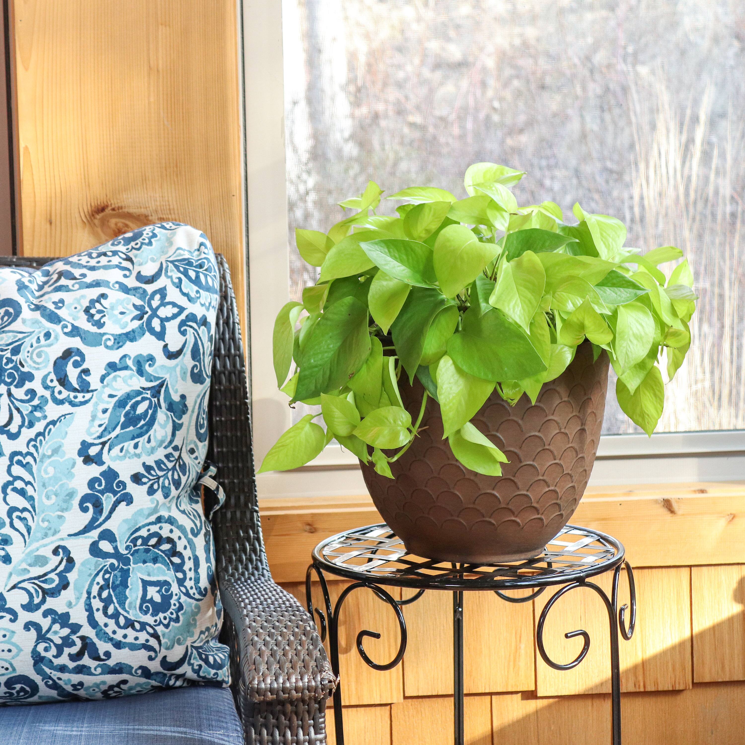 Alt View 1. Sunnydaze - Dinah Metal Planter - 12.5 in - Set of 4 - Matte Brown.