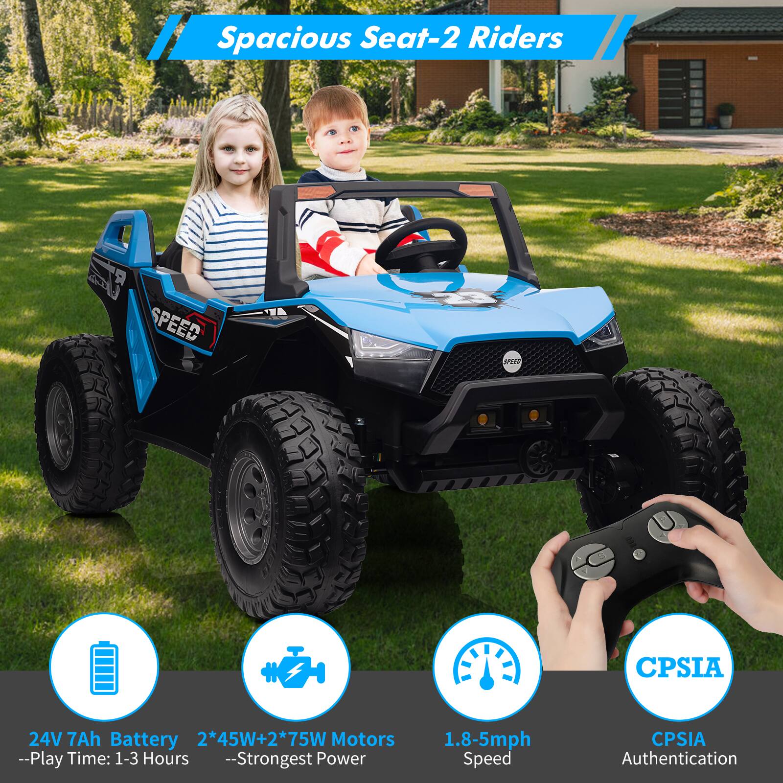 Maxxis Merch 24V 2 Seaters Ride On UTV with Remote Control, 5MPH ...