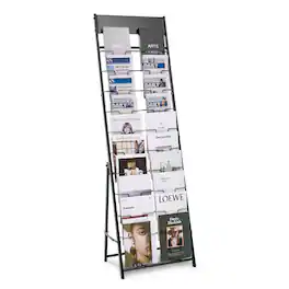 VEVOR - Brochure Display Rack, 20 Pockets Magazine Literature Display Stand, Portable Floor Standing Magazine Rack - Black