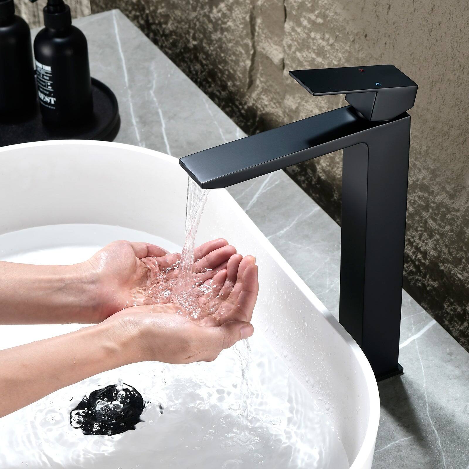 Alt View 2. Boyel Living - Black Faucet SUS304 Waterfall Spout cUPC Cartridge 60cm Supply Line Pop Up Drain - Matte Black.